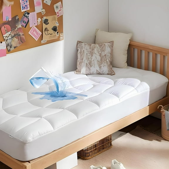 King Mattress Pad Waterproof - Ergonomic Quilted Fitted King Mattress Topper, 5-Layers Noiseless Washable Mattress Protector Cover with 8"-21" Deep Pocket