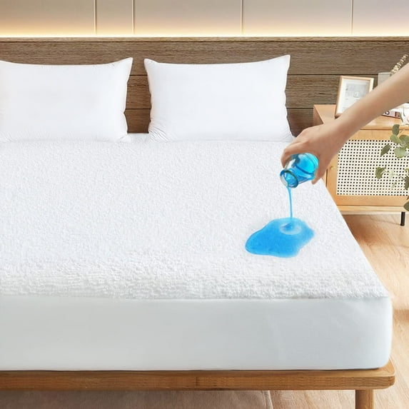 King Mattress Protector King Size Mattress Cover Protector Absorbent & Skin-Friendly & Noiseless Mattress Topper Pad Bed Sheets Terry Fitted up to 18" Waterproof Mattress Protector King,76" x 80"