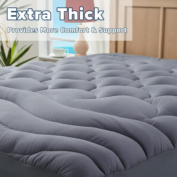 King Mattress Protector Soft Quilted Pillow Top Deep Pocket Hotel Quality Comfort Adds Support and Reduces Back & Hip Pressure for Sleepers