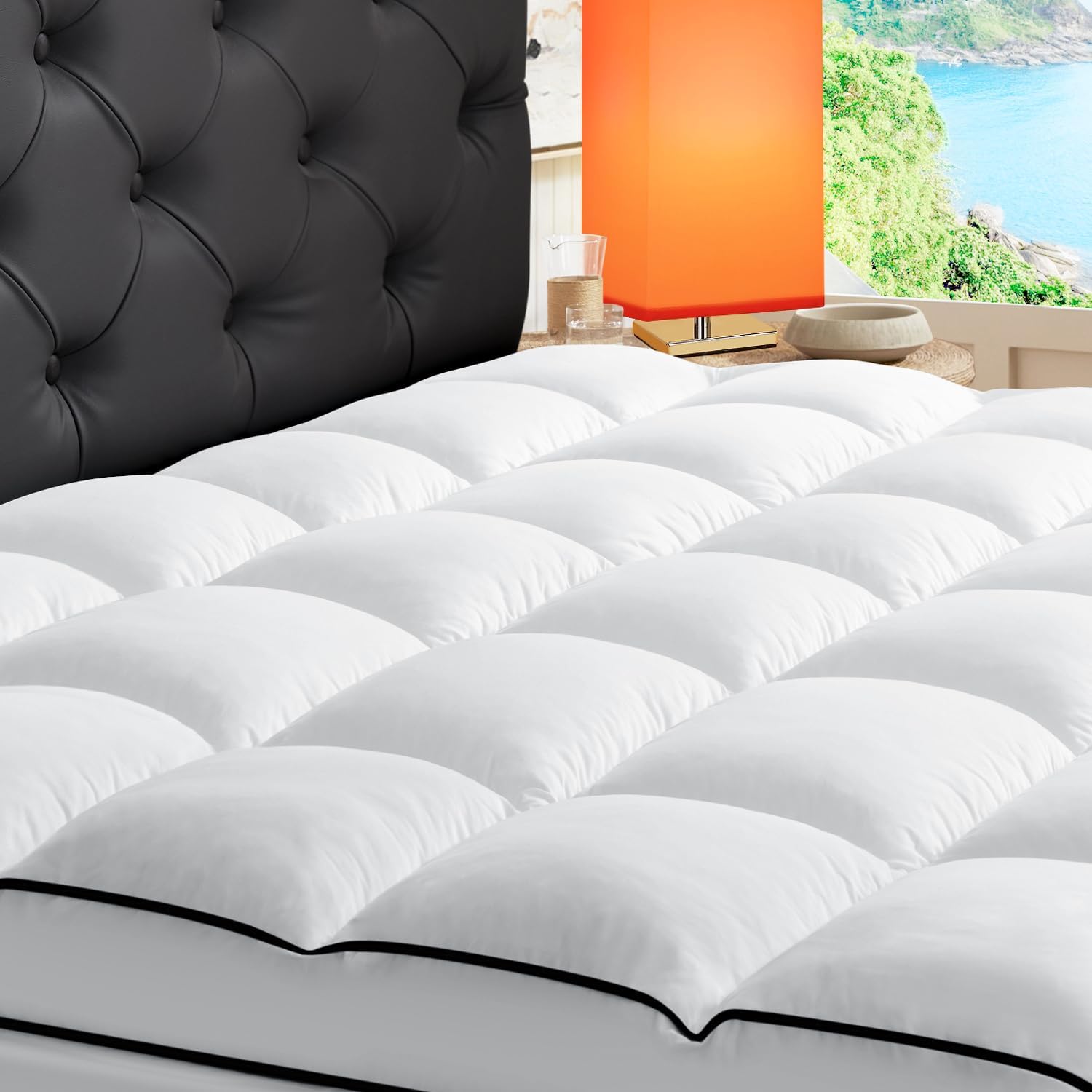 King Mattress Topper, Extra Thick Cooling Mattress Pillowtop for Back ...