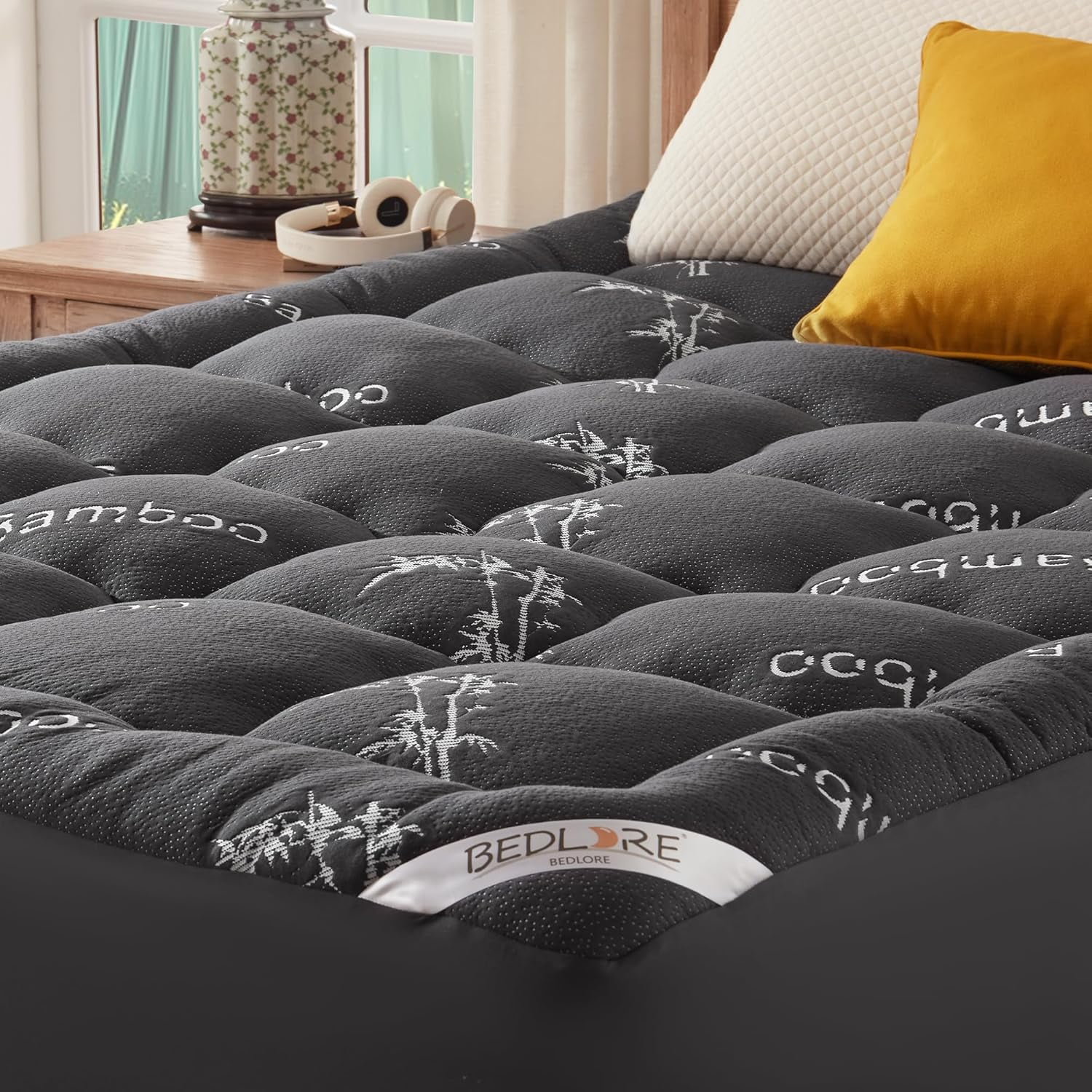 BEDLORE Queen Mattress Topper Viscose Derived From Bamboo,Thick Pillow