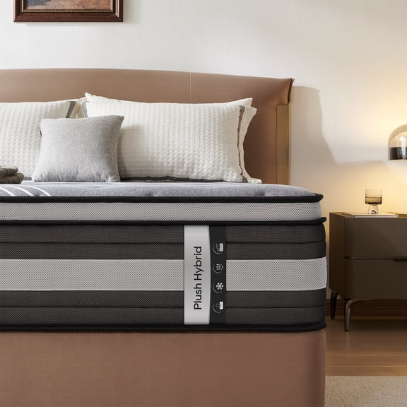 King Medium-Plush 14 Inch Hybrid Euro Top Mattress in a Box, ActiveCool Gel Memory Foam for Pressure Relief & Motion Isolation, Fiberglass-Free, CertiPUR-US Certified