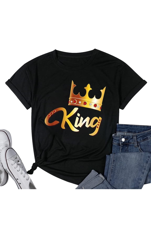 King Men Couples Matching Royal King Womens T-Shirt Black Medium