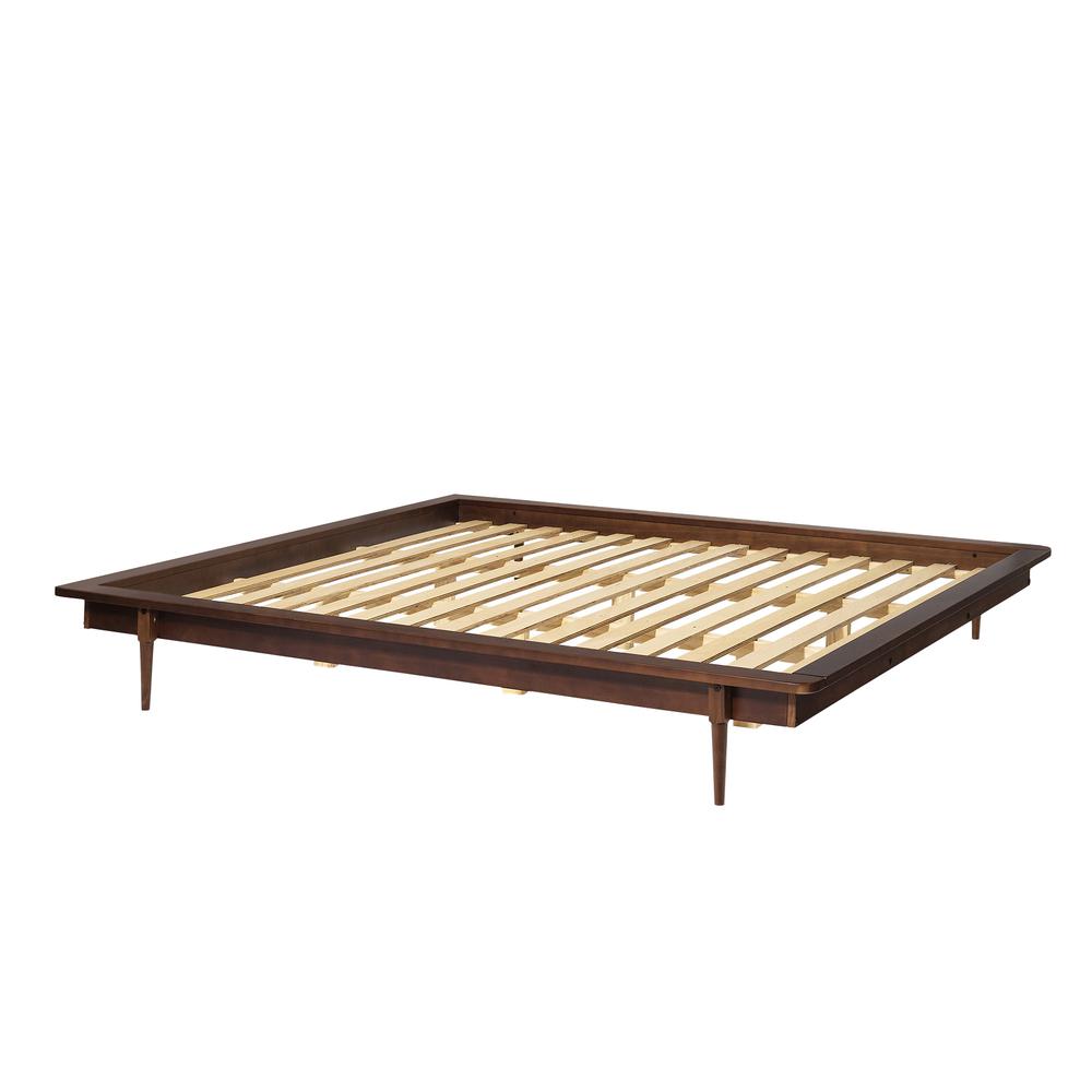 King Mid Century Modern Solid Wood Platform Bed - Walnut - image 1 of 5