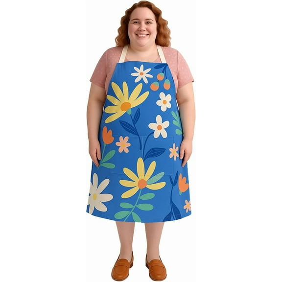 King Mills Aprons for Women with Pockets Plus Size, Ideal Use as Kitchen Apron, Farmhouse Apron