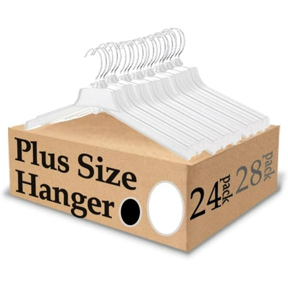King Mills Extra Wide Hangers for Plus Size Clothes, Ganchos para Colgar Ropa,19 Inch Plus Size Hangers Ideal for XL, XXL Shirts, Coats, Dresses, Etc. Plastic. White.