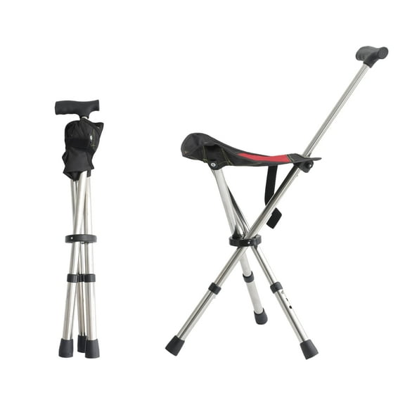 King Mills Lightweight Portable Stools for Adults Heavy Duty, Adjustable Walking Chair for Adults, Red