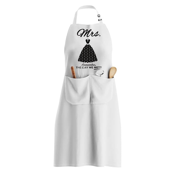 King Mr Mrs Letter Print Couple Kitchen Apron Waterproof For Anniversary, Wedding, Engagement, Christmas Gift