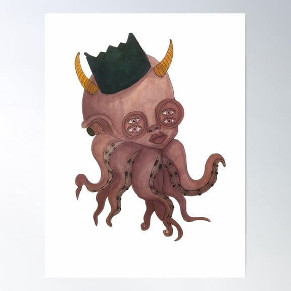 King Octopus Poster Wall Art, Modern Wall Decor For Living Room Bedroom, 8x12 UNFRAMED