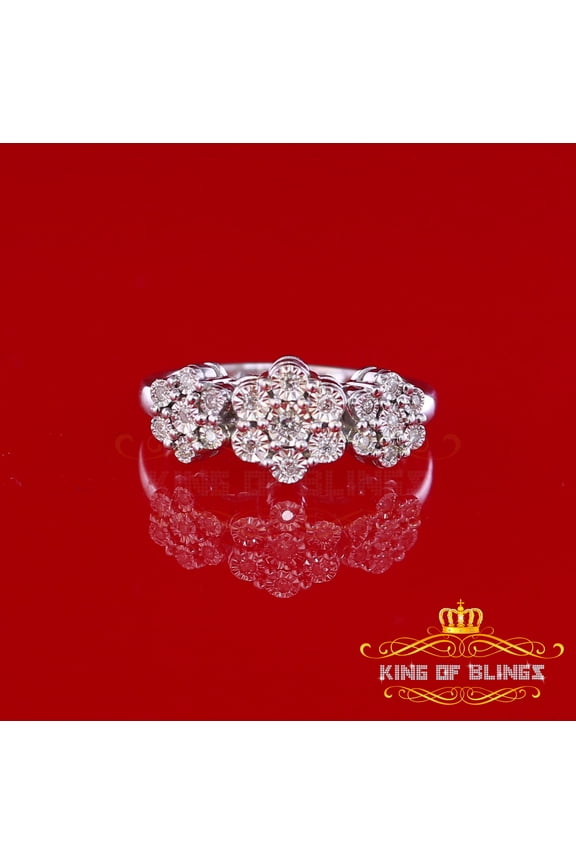 King Of Bling's 0.15ct Real Diamond Womens 925 Silver White past present Future Ring Size 7