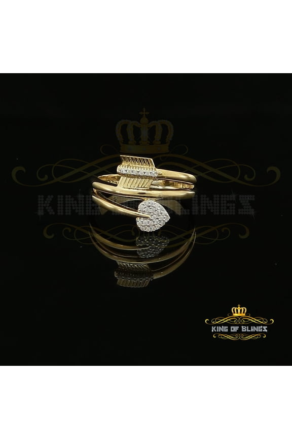 King Of Bling's 0.59ct Cubic Zirconia 925 Yellow Silver Promise Shape Heart Womens Ring Size 8.5