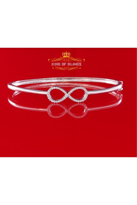 King Of Bling's 925 Sterling Silver White 0.41ct Cubic Zirconia Infinity Bangle Size 2.47 Inch