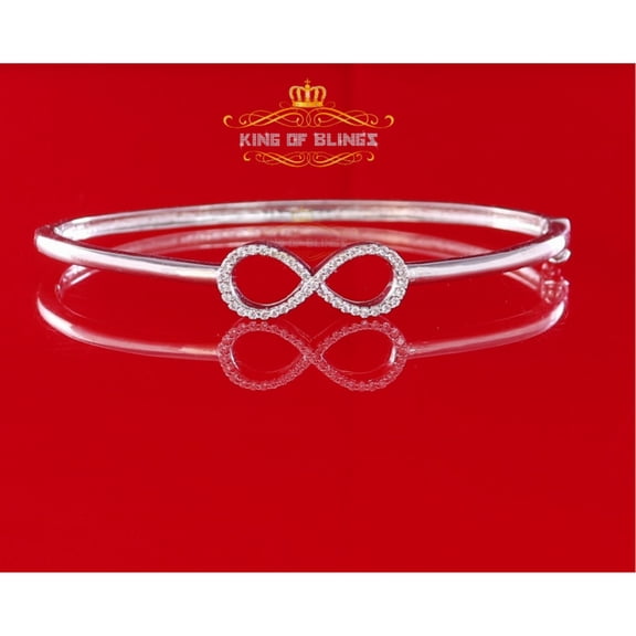 King Of Bling's 925 Sterling Silver White 0.41ct Cubic Zirconia Infinity Bangle Size 2.47 Inch