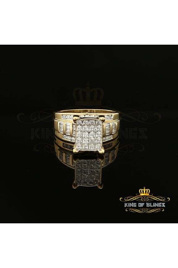 King Of Bling's 925 Yellow Sterling Silver 3.00ct Cubic Zirconia Cinderella Womens Ring Size 10