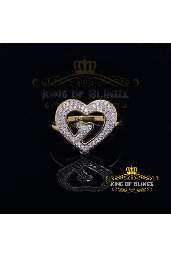 King Of Bling's 925 Yellow Sterling Silver Heart-Shaped 0.57ct Cubic Zirconia Womens Ring Size 5