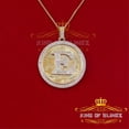thumbnail image 1 of King Of Bling's Real 0.25ct Diamond Sterling Silver Initial Circle 'E' Necklace Yellow Pendant, 1 of 1
