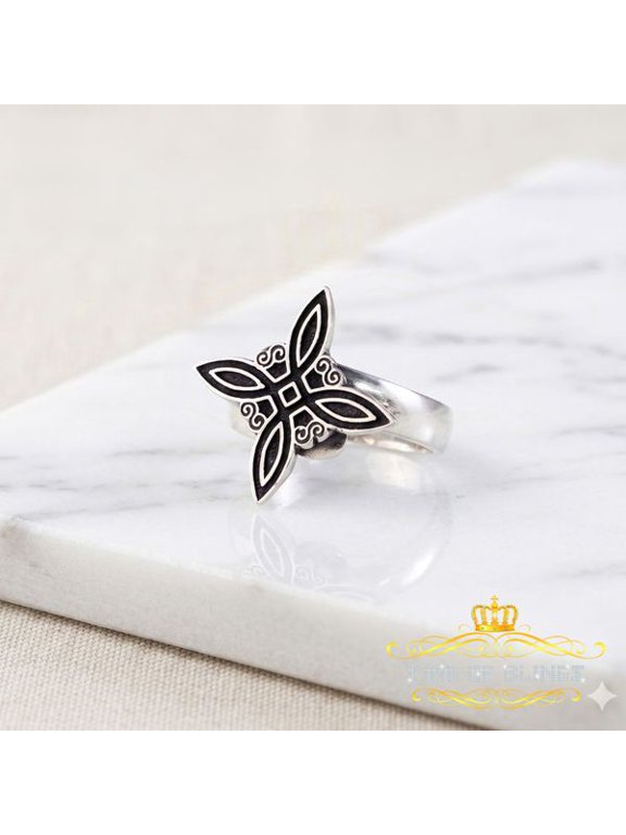 King Of Bling's White 925 Sterling Silver Witch Knot Geometric Style Women's Ring SZ 9