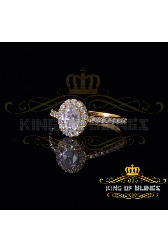 10K Yellow Gold 1.50CT 'VVS' 'FL' D clr Oval Cut Moissonite Womens Ring Size 7