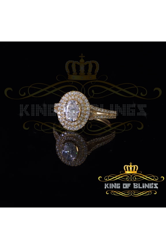 10K Yellow Gold 2.00CT 'VVS' 'FL' D clr Oval Cut Moissonite Womens Ring S/7