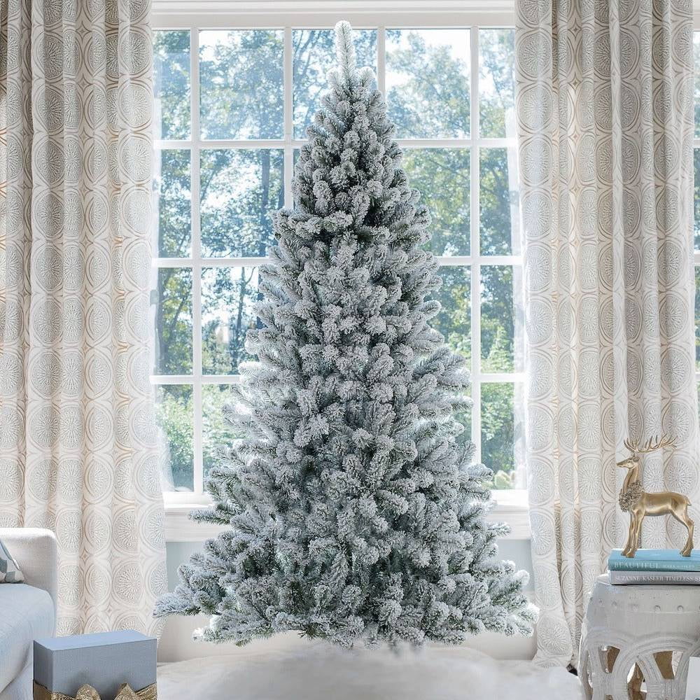 King Of Christmas 7ft Snow Flocked Hinged Artificial Christmas Tree