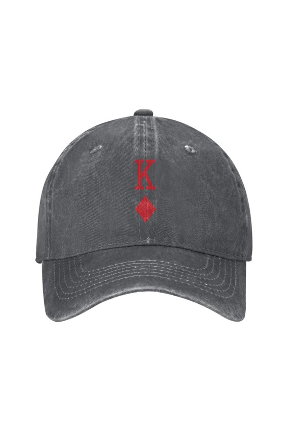 King Of Diamonds Red Playing Card Unisex Adult Washed Denim Cotton Sport Outdoor Baseball Cap Adjustable Cowboy Baseball Hat
