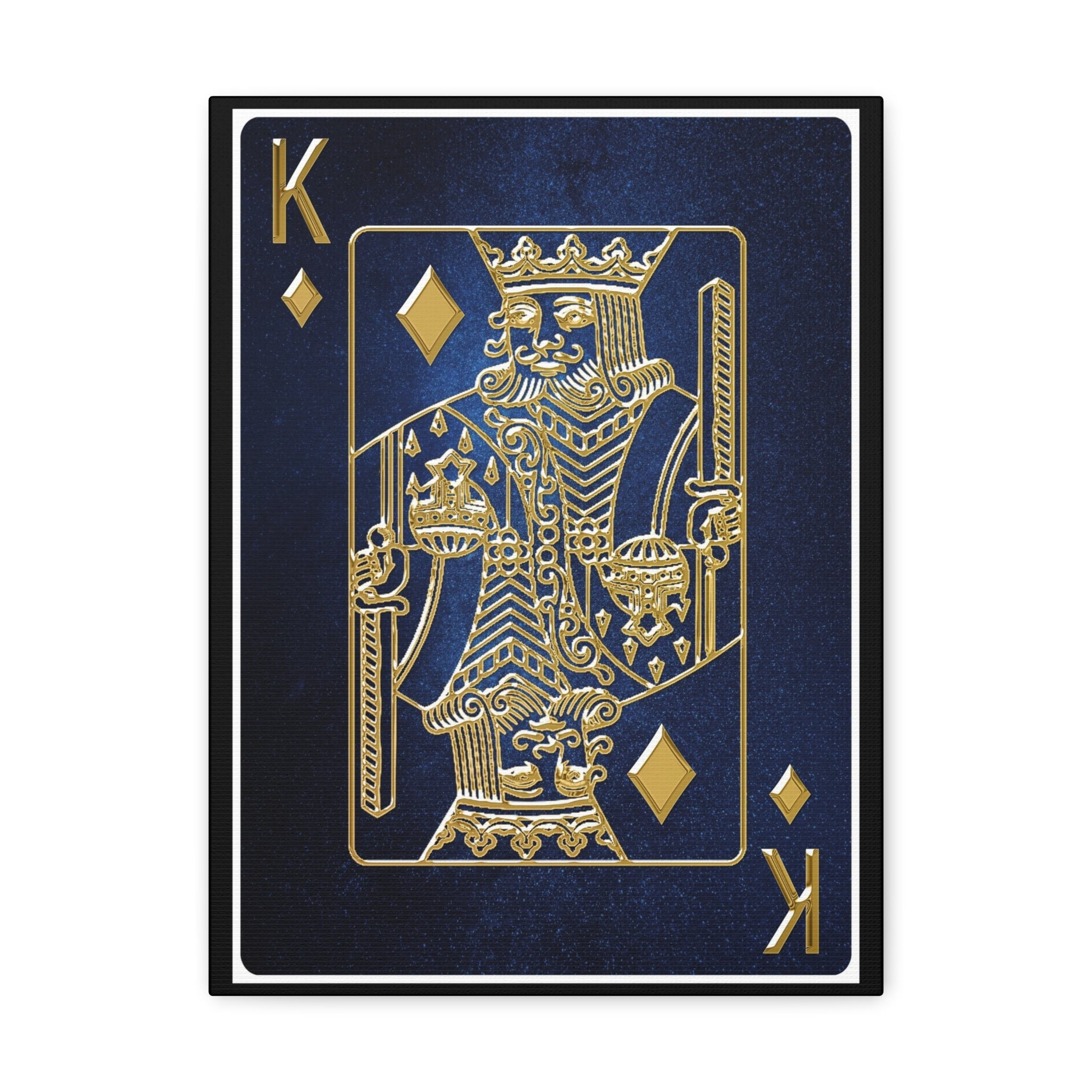 King of Hearts Blue and Gold Canvas Wall Art
