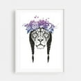 thumbnail image 1 of King Of Lions - Illustration Floral Animal Wildlife Tiger Boho Black and White White Framed Wall Art Print 5 x 7 inches, 1 of 1