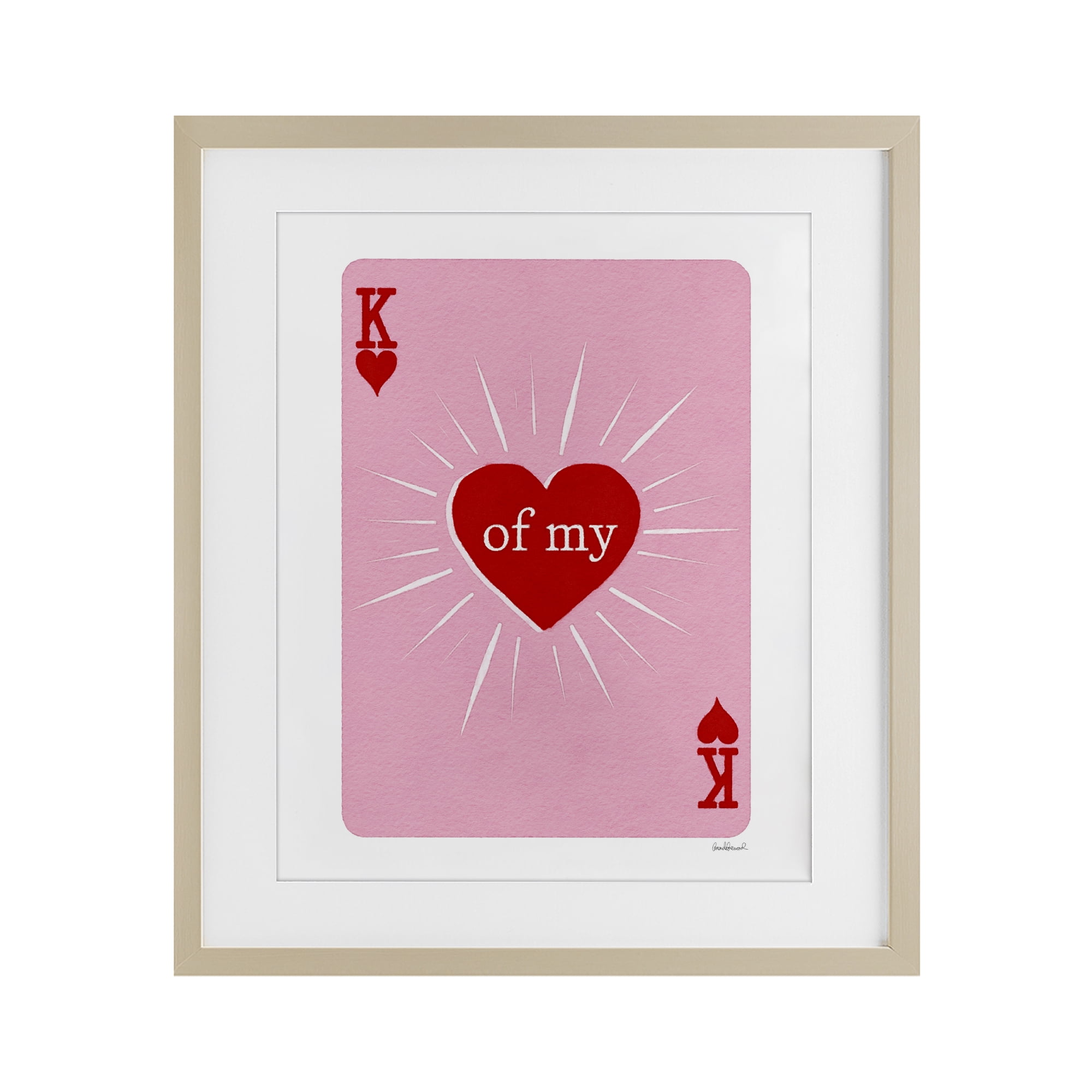 King Of My Heart Birch Framed Print Under Glass, design by Amanda Greenwood
