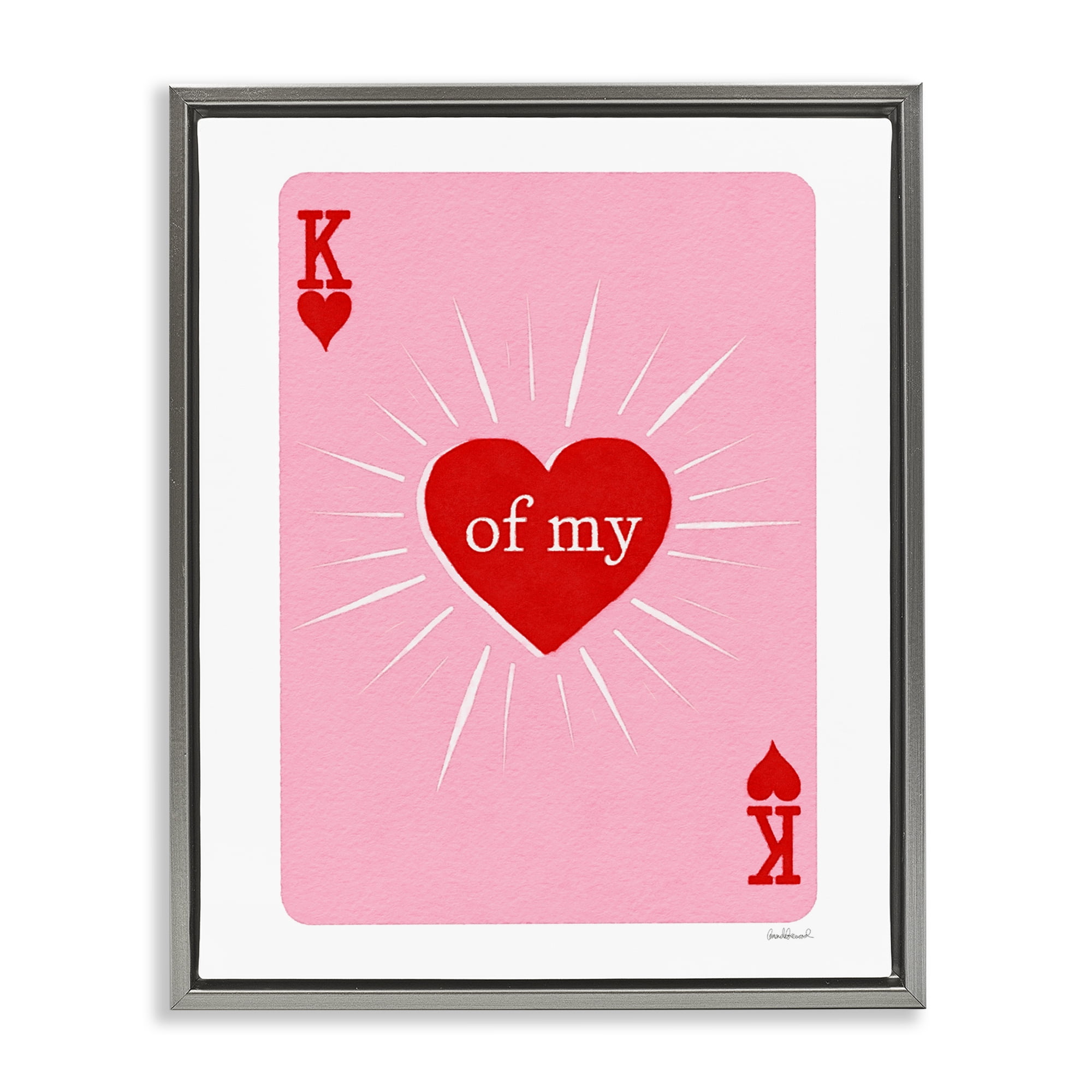 King Of My Heart Gray Framed Floater Canvas Wall Art, design by Amanda Greenwood