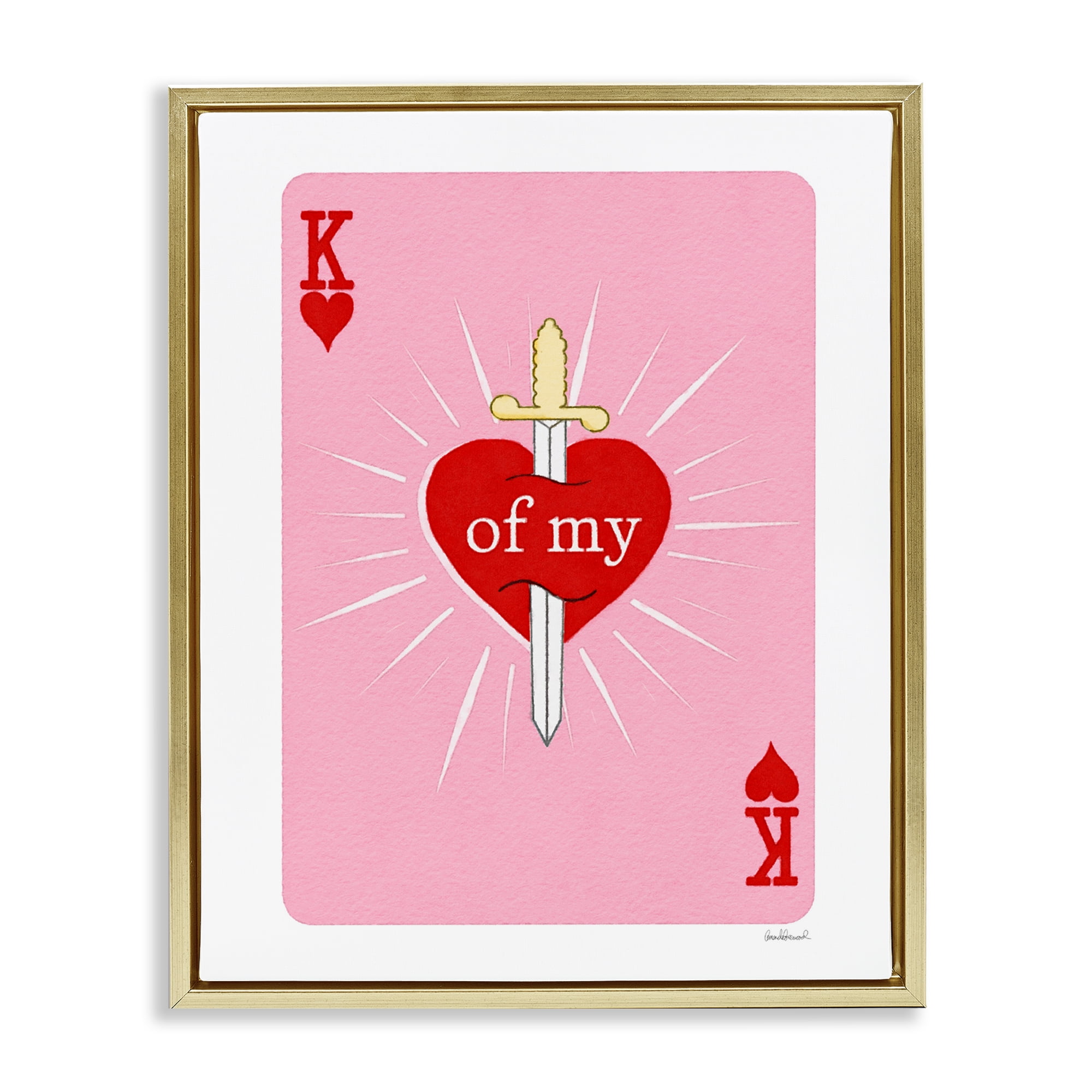 King Of My Heart Sword Gold Framed Floater Canvas Wall Art, design by Amanda Greenwood