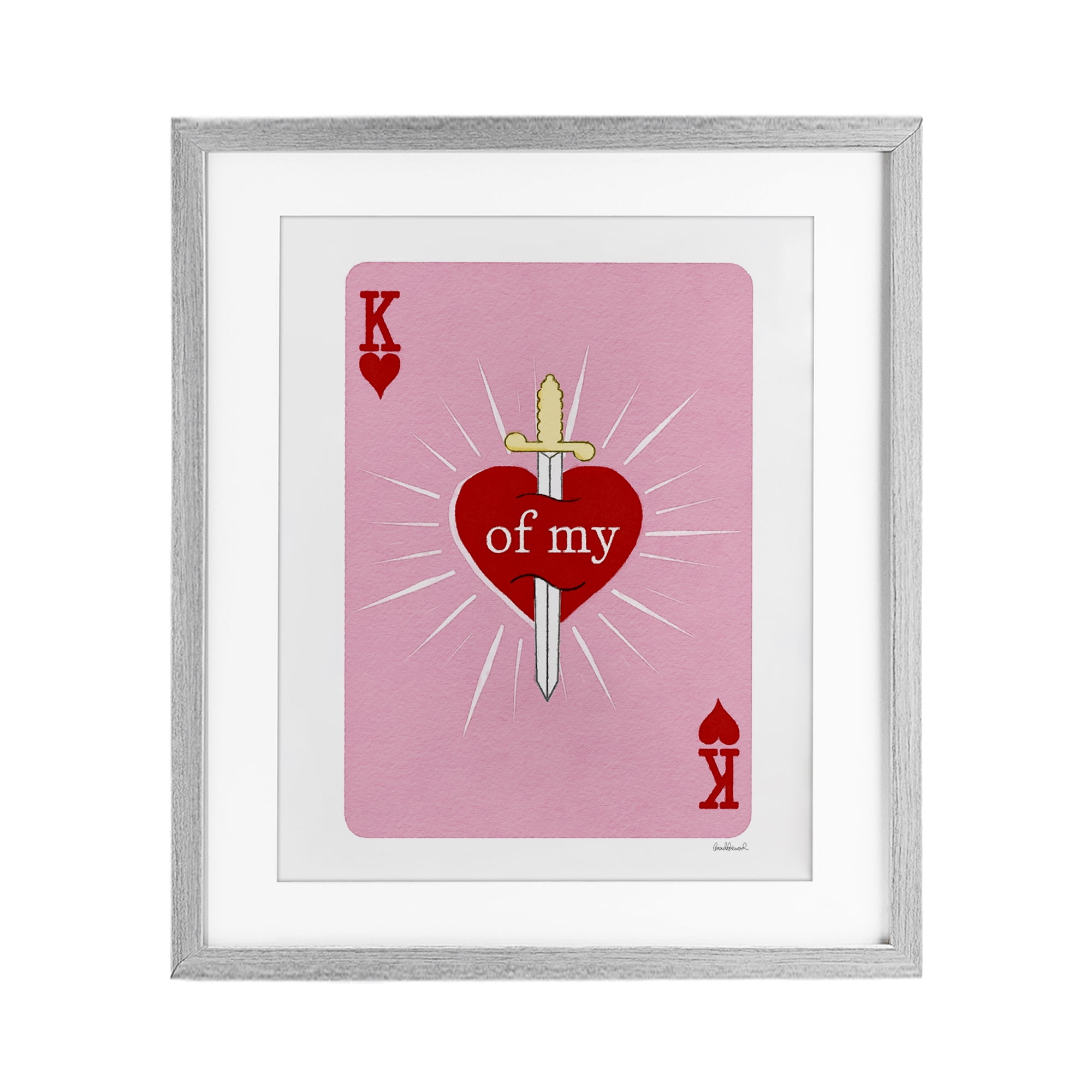 King Of My Heart Sword Gray Framed Print Under Glass, design by Amanda Greenwood