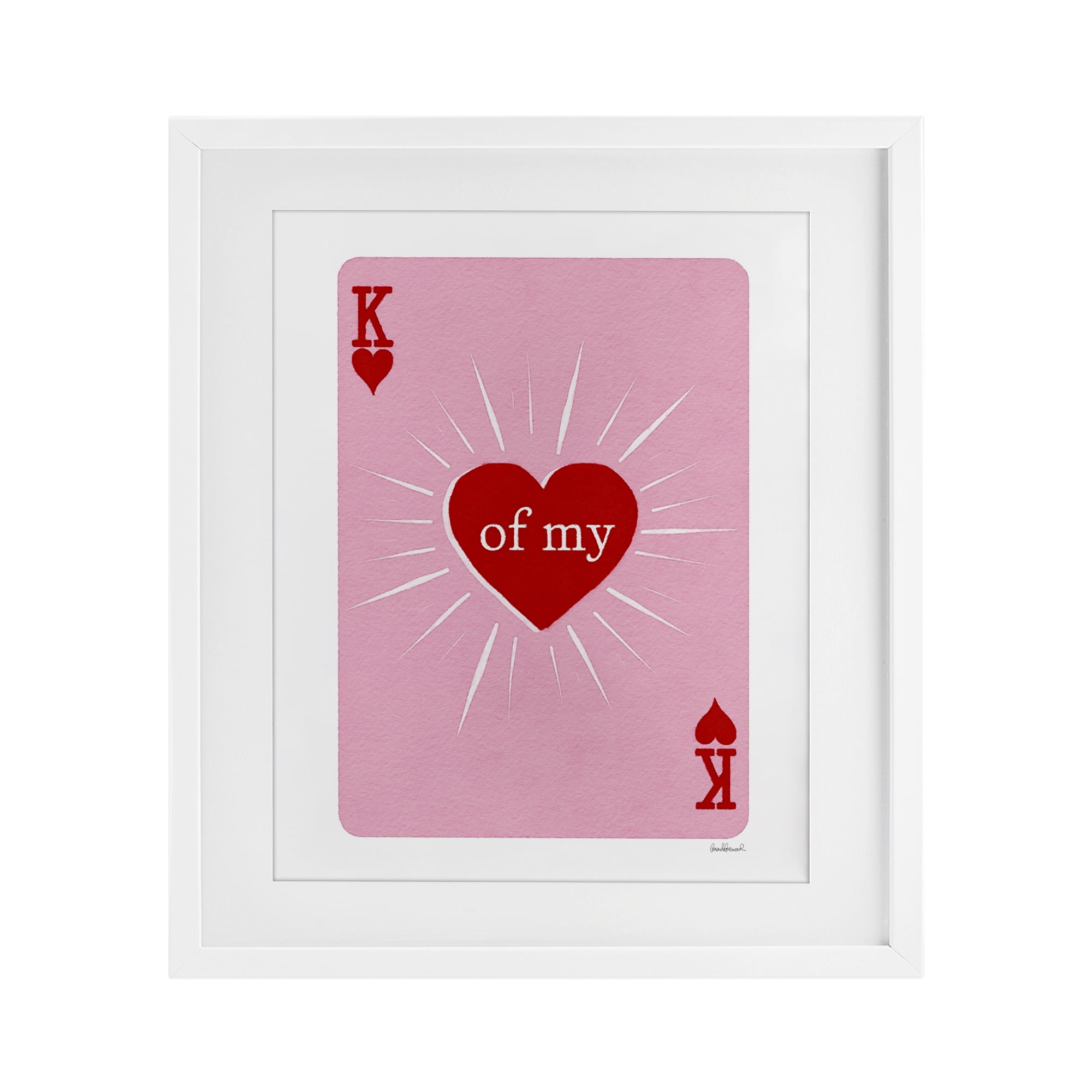 King Of My Heart White Framed Print Under Glass, design by Amanda Greenwood