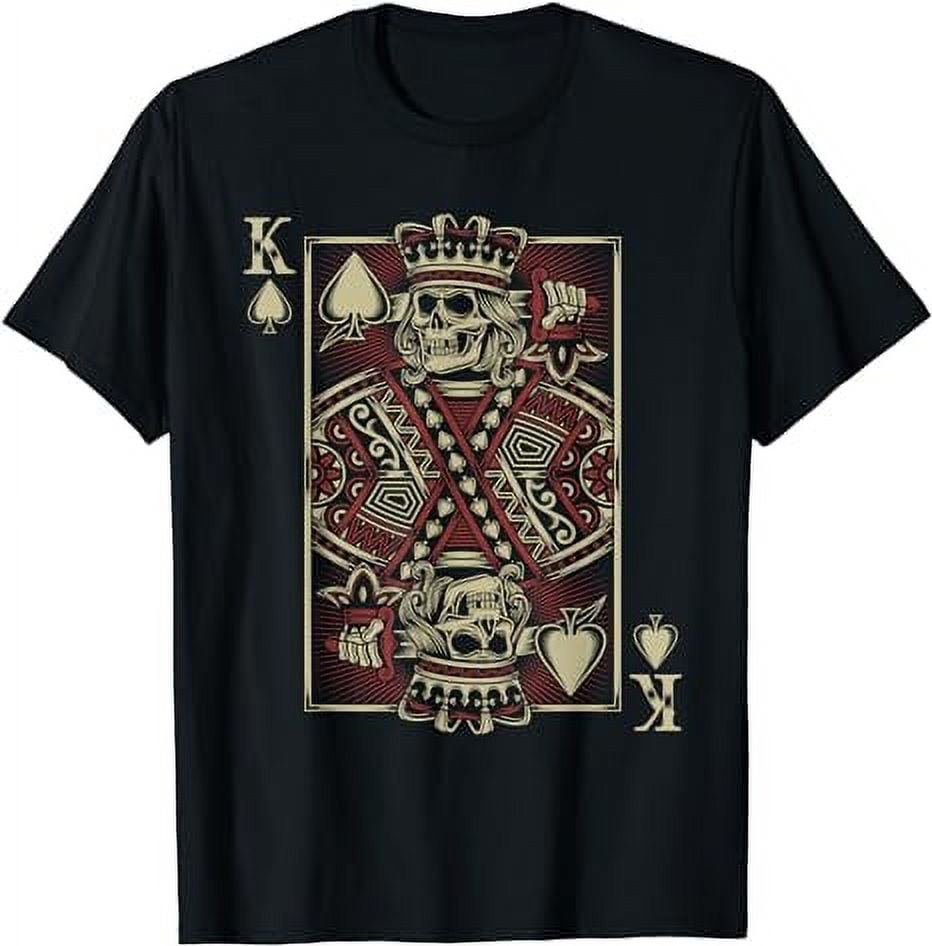 King Of Spades Skull Men Poker Card Game Grunge Biker Cards TShirt