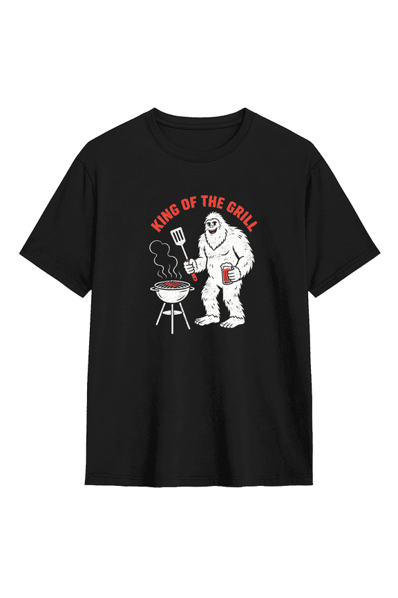 King Of The Grill Bigfoot Cool Graphic Tee For Men, BBQ Outdoor Cotton Short Sleeves T-Shirt