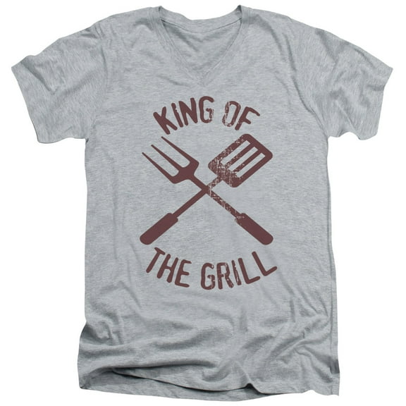- King Of The Grill - Slim Fit V Neck Shirt - Medium