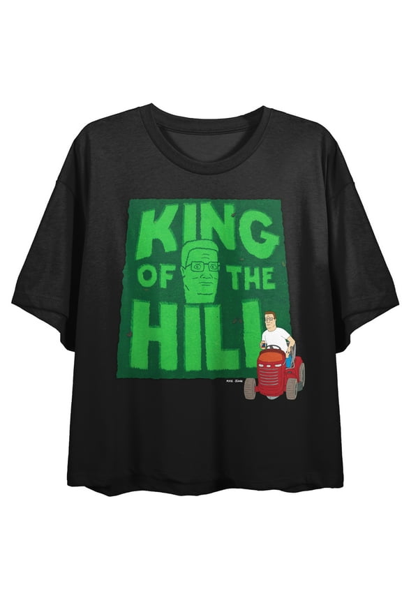 King Of The Hill Grass Art Crew Neck Short Sleeve Women's Black Crop Top-XL