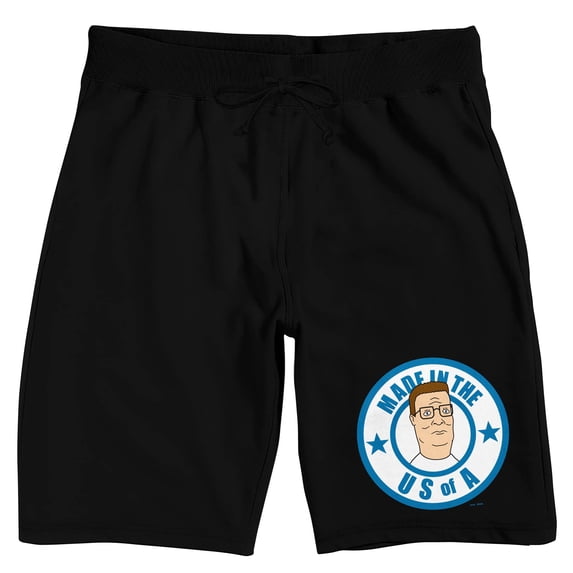 King Of The Hill Made In The US Of A Men's Black Sleep Pajama Shorts-XL