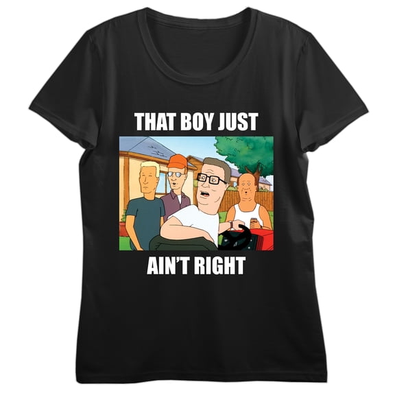 King Of The Hill That Boy Just Ain't Right Crew Neck Short Sleeve Women's Black T-shirt-XXL