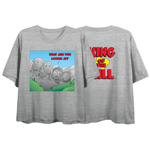 King Of The Hill What Are You Looking At Crew Neck Short Sleeve Gray Heather Women's Crop Top
