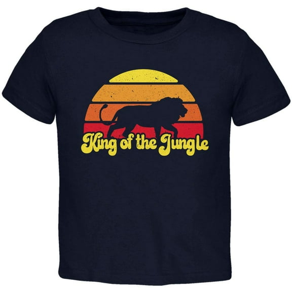 King Of The Jungle Lion Retro Sun Toddler T Shirt Navy 2T