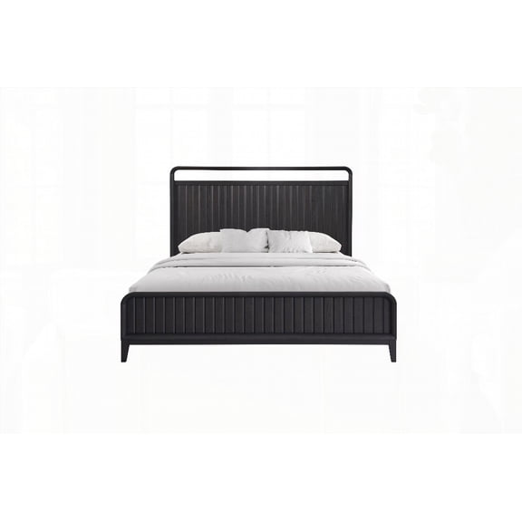 King Open Panel Bed with Open Panel Headboard Design and Peppercorn Finish