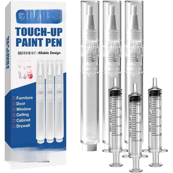 King Origin Refillable Touch-Up Paint Pen, 3 Pcs Paint Pens with Syringes, Wall Paint Repair Tool, Precise Application, Walls, Floors, Windows, Doors, Furniture and DIY Home Improvement, Pack of 6