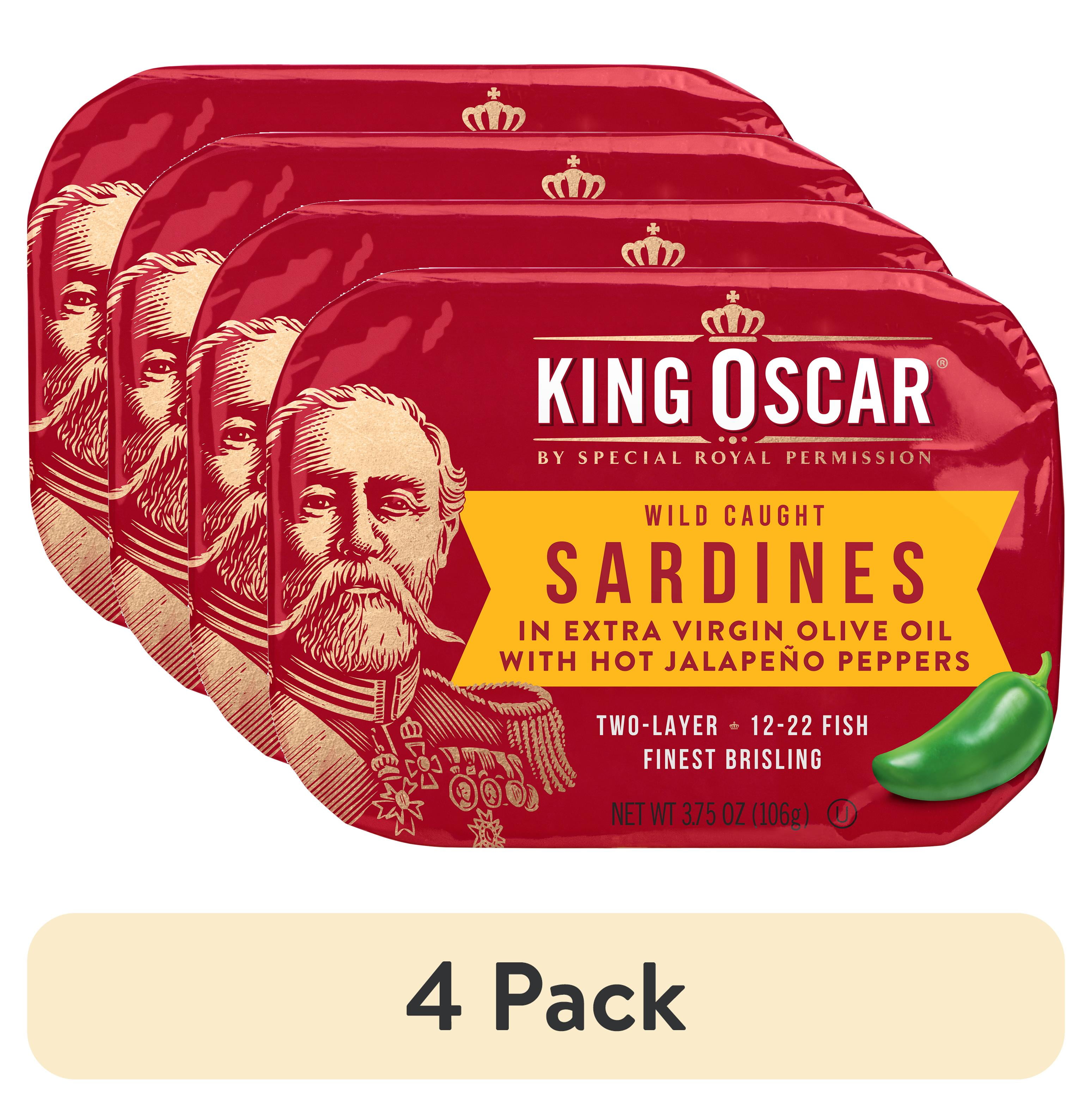(4 pack) King Oscar Hot Jalapeno Peppers Brisling Sardines in Extra