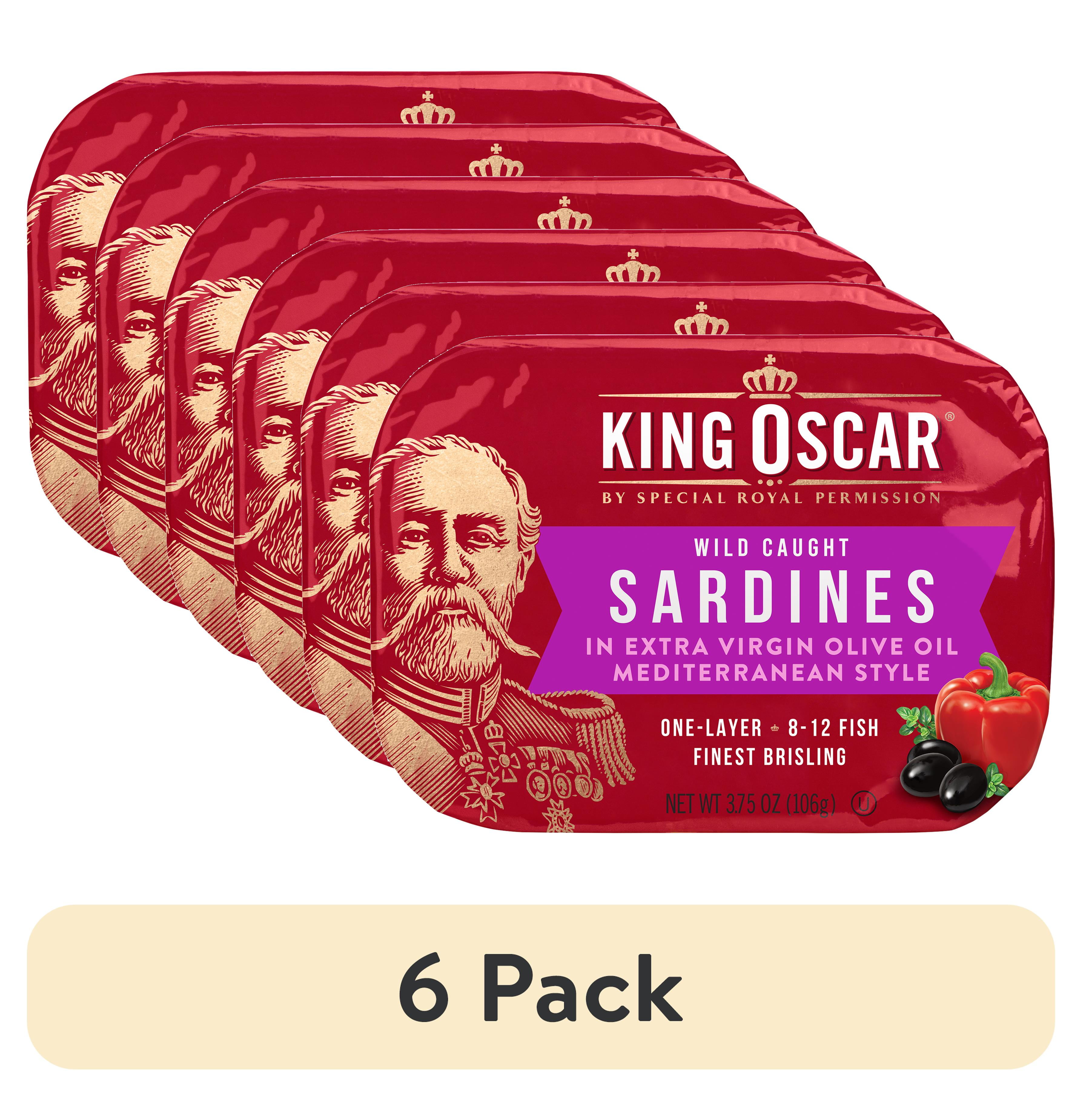 (6 pack) King Oscar One Layer Mediterranean Style Sardines, 3.75 oz Can