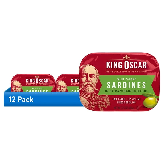 (12 pack) King Oscar Brisling Sardines in Extra Virgin Olive Oil, 3.75 oz Can