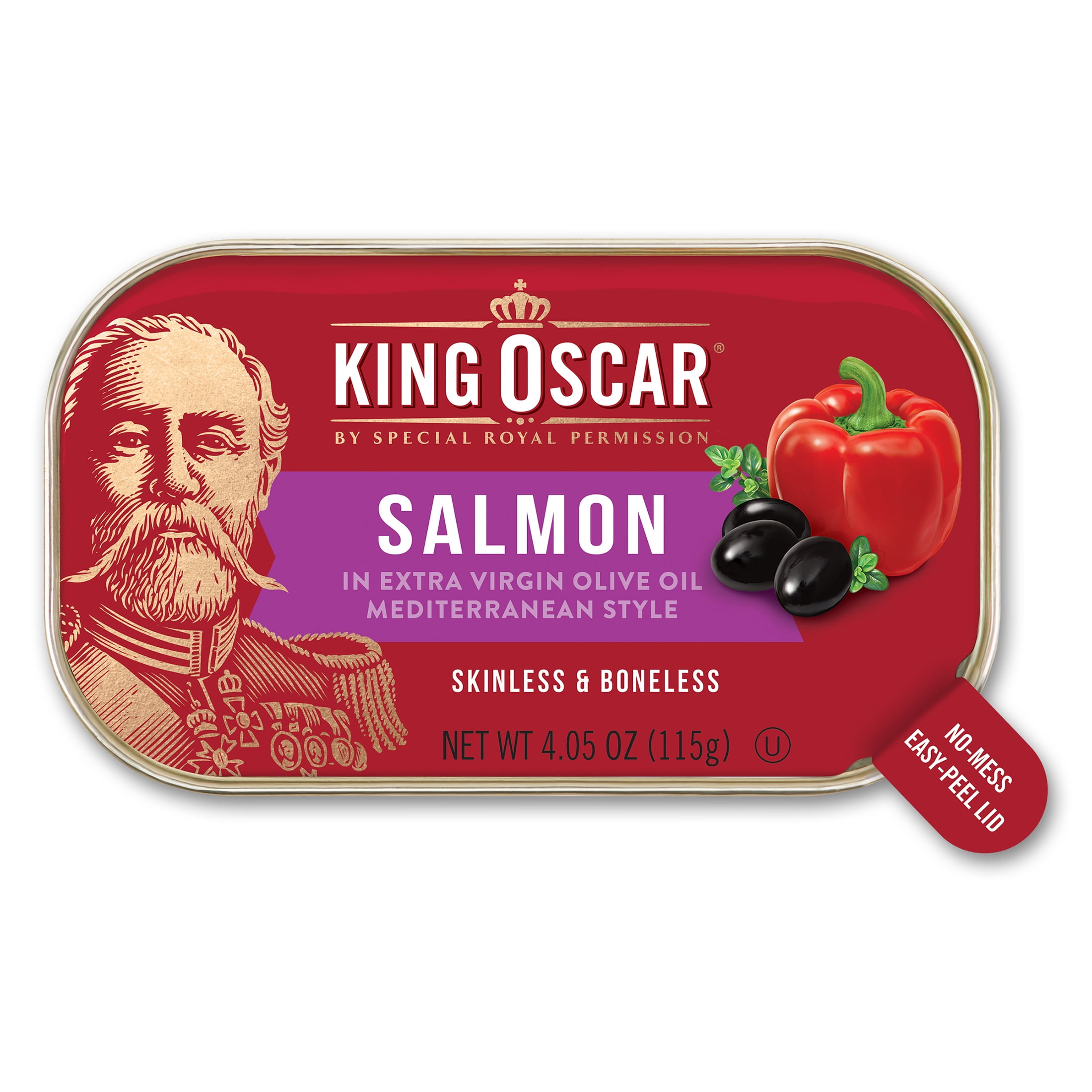 King Oscar Skinless & Boneless Atlantic Salmon, Mediterranean Style, 4.