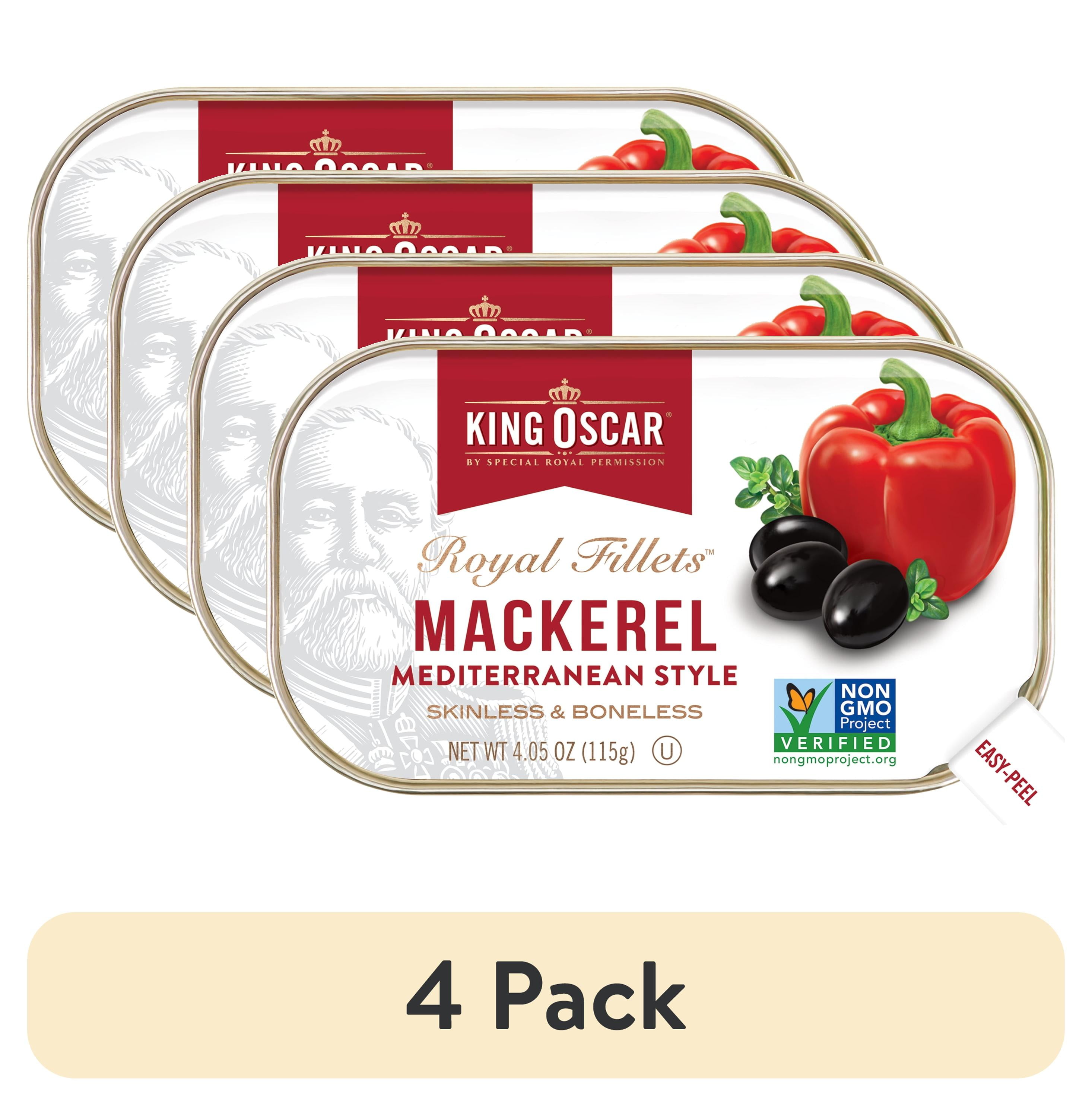 (4 pack) King Oscar Skinless & Boneless Mackerel Fillets, Mediterranean
