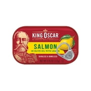 King Oscar Skinless & Boneless Premium Salmon in Olive Oil with Lemon, 4.05 oz