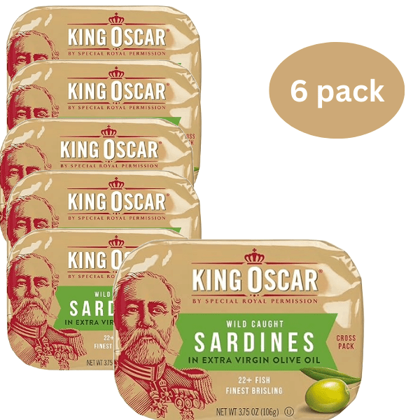 King Oscar Two-layer Sardines in Extra Virgin Olive Oil Cross-Pack, 3.75 Ounce (Pack of 6)