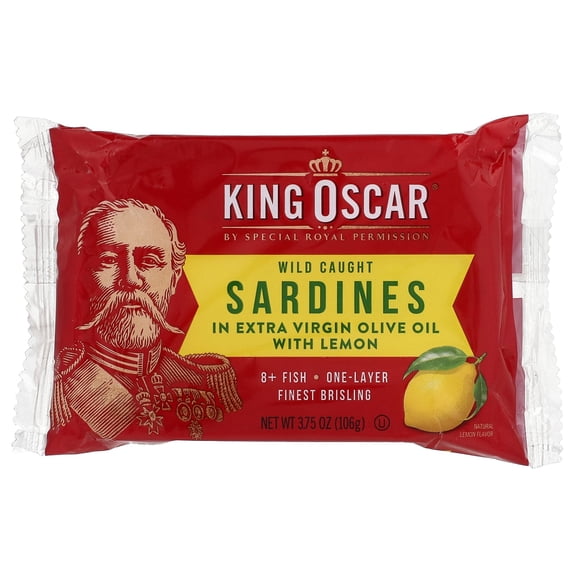 King Oscar Wild Caught Sardines in Extra Virgin Olive Oil with Lemon 3.75 oz